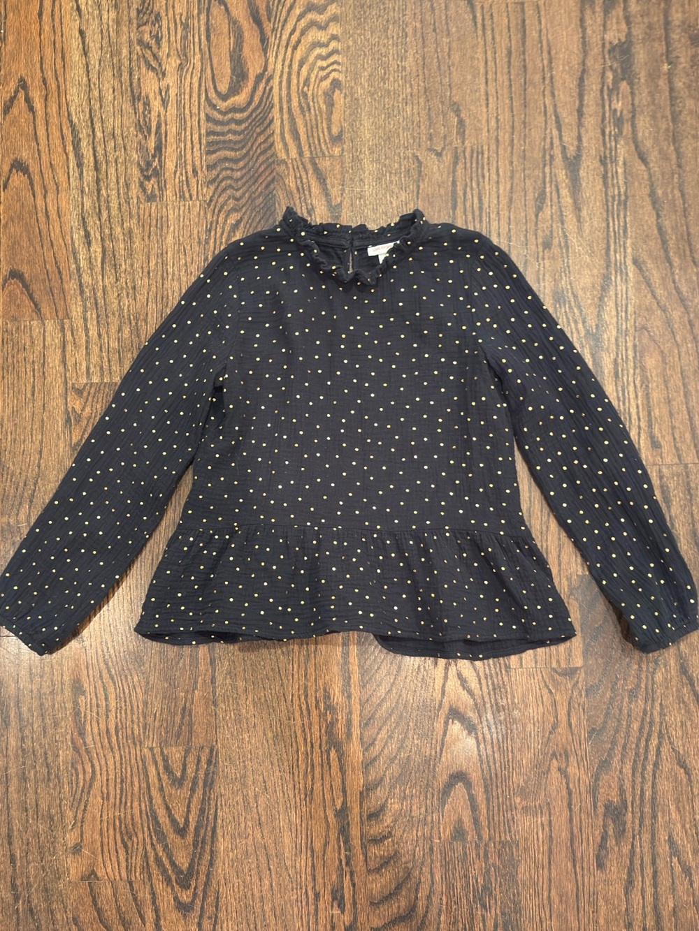 Cat & Jack - Girls Long-Sleeve Black Top with Gold Dot Peplum